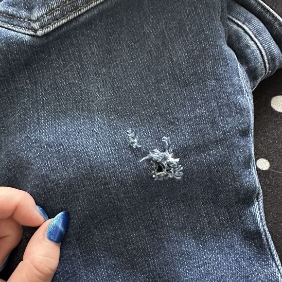 Quince Stretch Mid Rise slim straight jeans dark wash size 30 READ HOLE - Picture 8 of 8